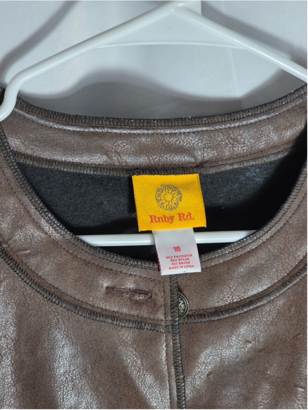 Women's Ruby Rd. Brown Faux Leather Jacket 16 bikercore sexy western cowgirl - Picture 6 of 8